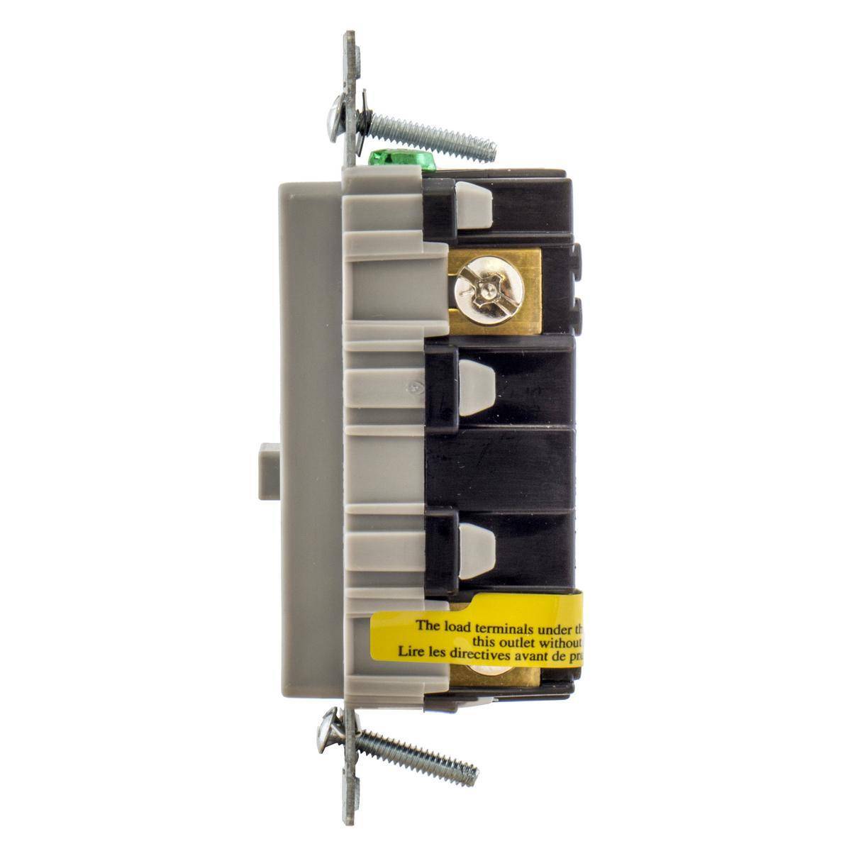 Wiring Device-Kellems AUTOGUARD® Style Line® GFRST15GYBULK 1-Phase Decorator Duplex Heavy Duty Standard Straight Blade Self-Test Screw Mount GFCI Receptacle, 125 VAC, 15 A, 2 Poles, 3 Wires, Gray