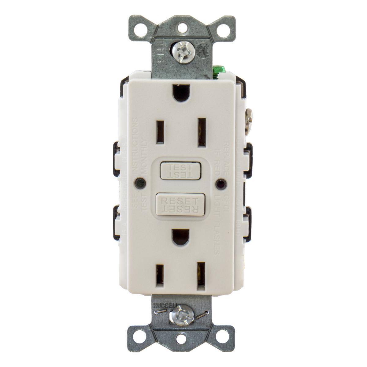 Wiring Device-Kellems AUTOGUARD® Style Line GFRST15W3 Decorator Duplex Heavy Duty Standard Straight Blade Self-Test GFCI Receptacle, 125 VAC, 15 A, 2 Poles, 3 Wires, White