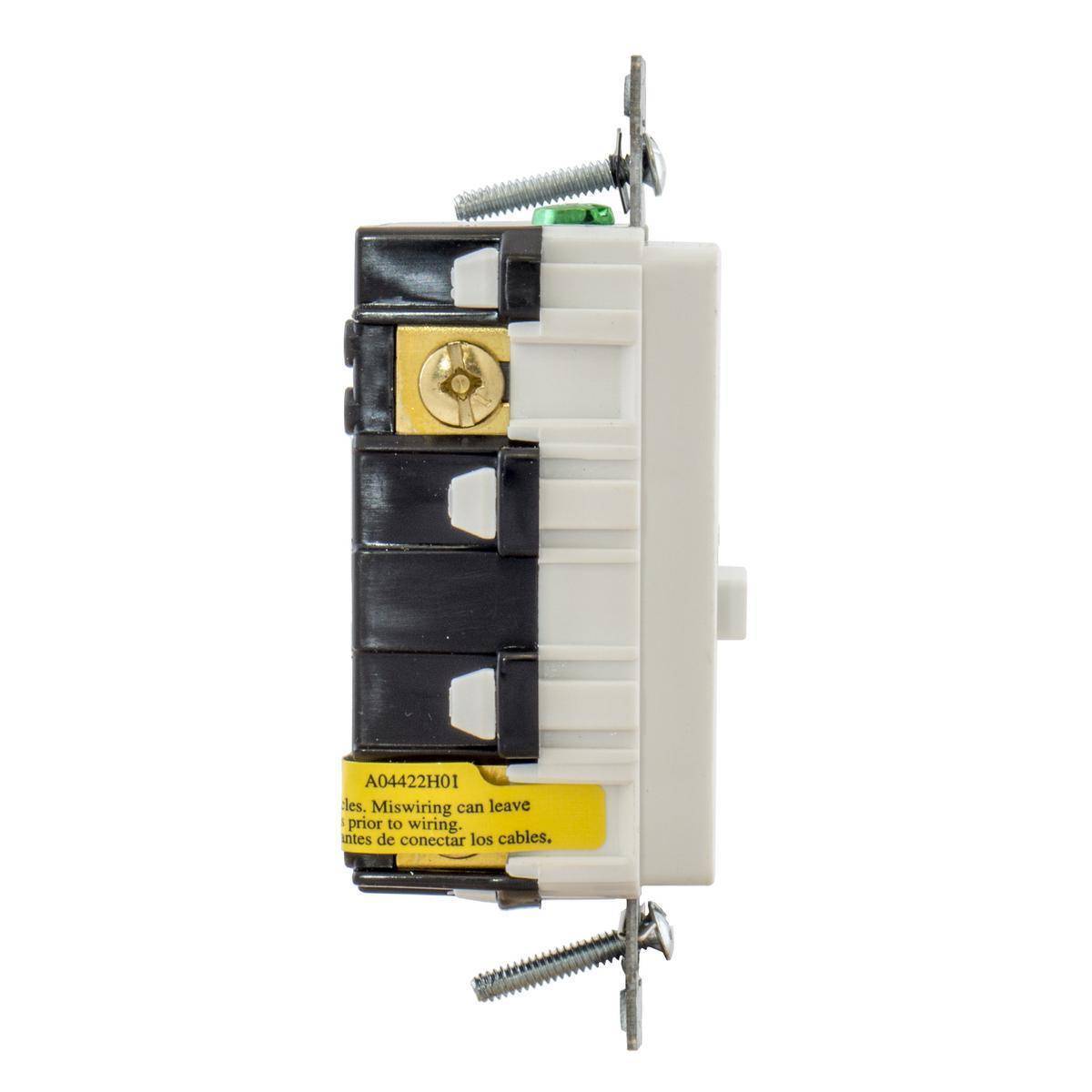 Wiring Device-Kellems AUTOGUARD® Style Line GFRST15W3 Decorator Duplex Heavy Duty Standard Straight Blade Self-Test GFCI Receptacle, 125 VAC, 15 A, 2 Poles, 3 Wires, White