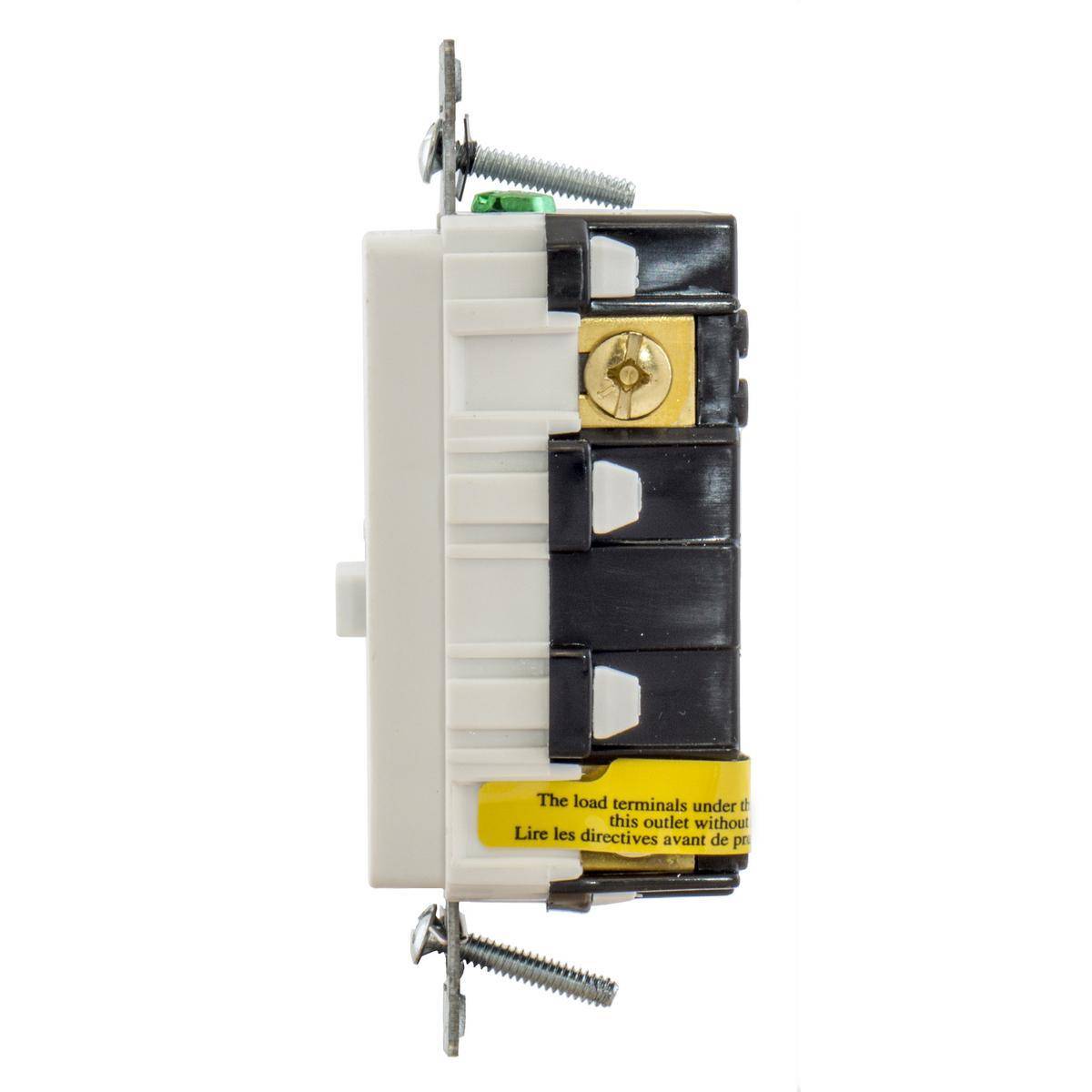 Wiring Device-Kellems AUTOGUARD® Style Line GFRST15W3 Decorator Duplex Heavy Duty Standard Straight Blade Self-Test GFCI Receptacle, 125 VAC, 15 A, 2 Poles, 3 Wires, White
