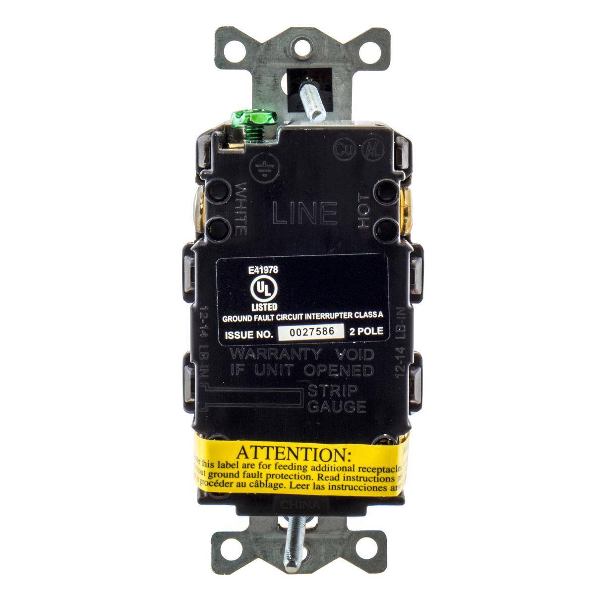 Wiring Device-Kellems AUTOGUARD® Style Line® GFRST20BULK 1-Phase Decorator Duplex Heavy Duty Standard Straight Blade Self-Test Screw Mount GFCI Receptacle, 125 VAC, 20 A, 2 Poles, 3 Wires, Brown