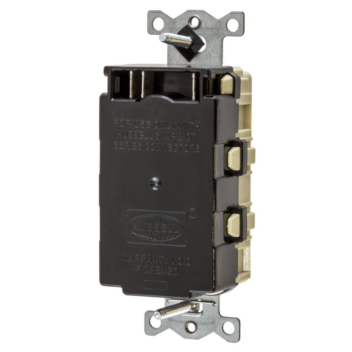 Wiring Device-Kellems GFRST20SNAPI 1-Phase Decorator Duplex Heavy Duty Standard Self-Test Screw Mount GFCI Receptacle, 125 VAC, 20 A, 2 Poles, 3 Wires, Ivory