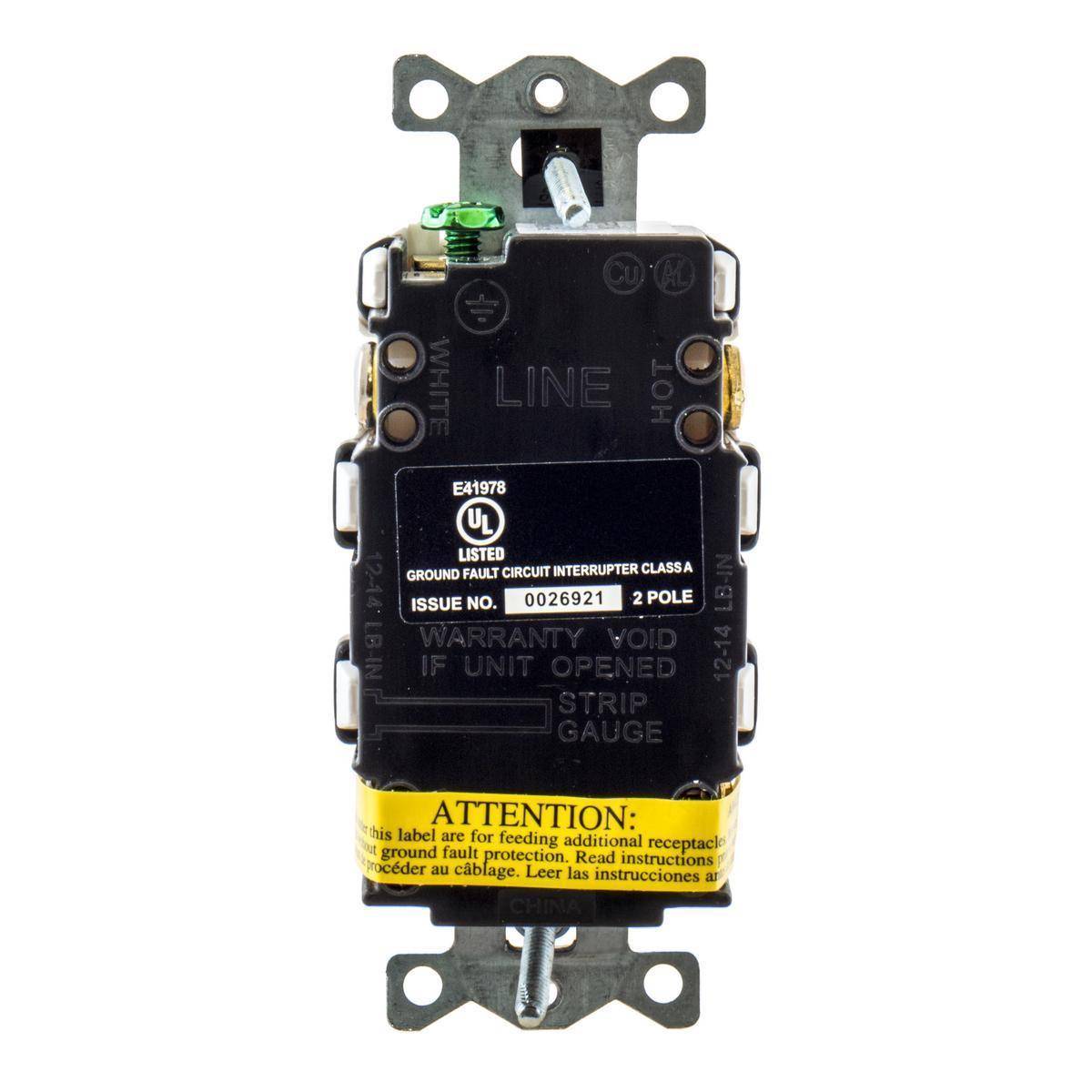 Wiring Device-Kellems AUTOGUARD® Style Line® GFRST20WBULK 1-Phase Decorator Duplex Grounding Heavy Duty Standard Straight Blade Self-Test Screw Mount GFCI Receptacle, 125 VAC, 20 A, 2 Poles, 3 Wires, White