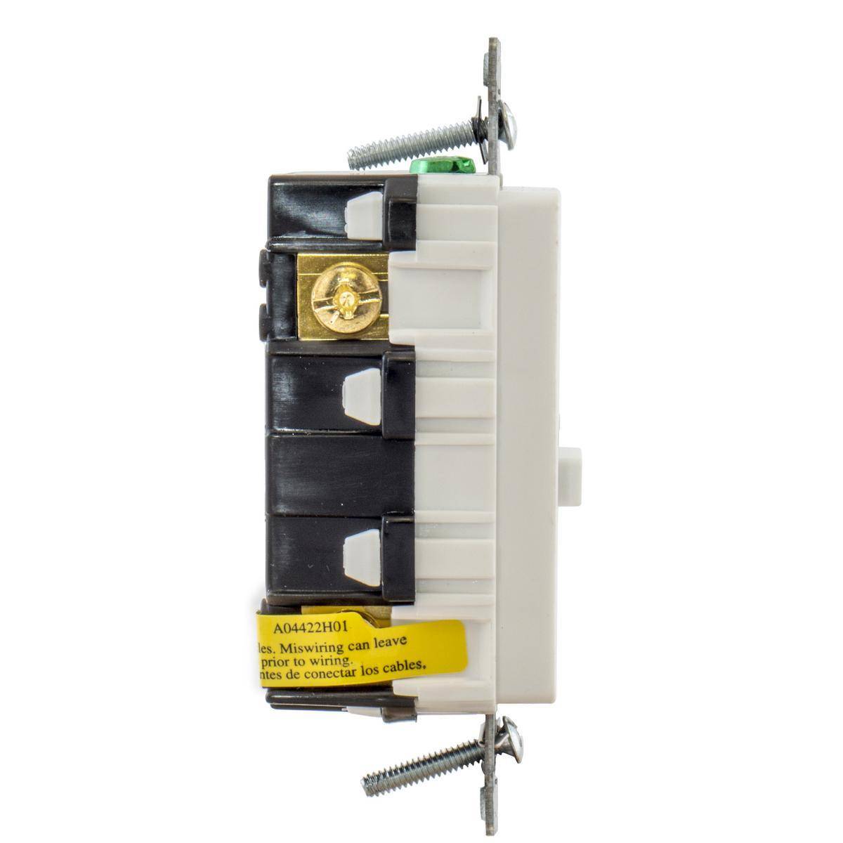 Wiring Device-Kellems AUTOGUARD® Style Line® GFRST20WBULK 1-Phase Decorator Duplex Grounding Heavy Duty Standard Straight Blade Self-Test Screw Mount GFCI Receptacle, 125 VAC, 20 A, 2 Poles, 3 Wires, White