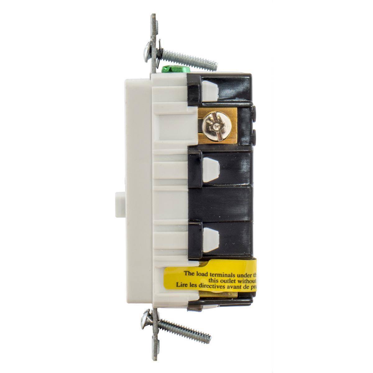 Wiring Device-Kellems AUTOGUARD® Style Line® GFRST20WBULK 1-Phase Decorator Duplex Grounding Heavy Duty Standard Straight Blade Self-Test Screw Mount GFCI Receptacle, 125 VAC, 20 A, 2 Poles, 3 Wires, White