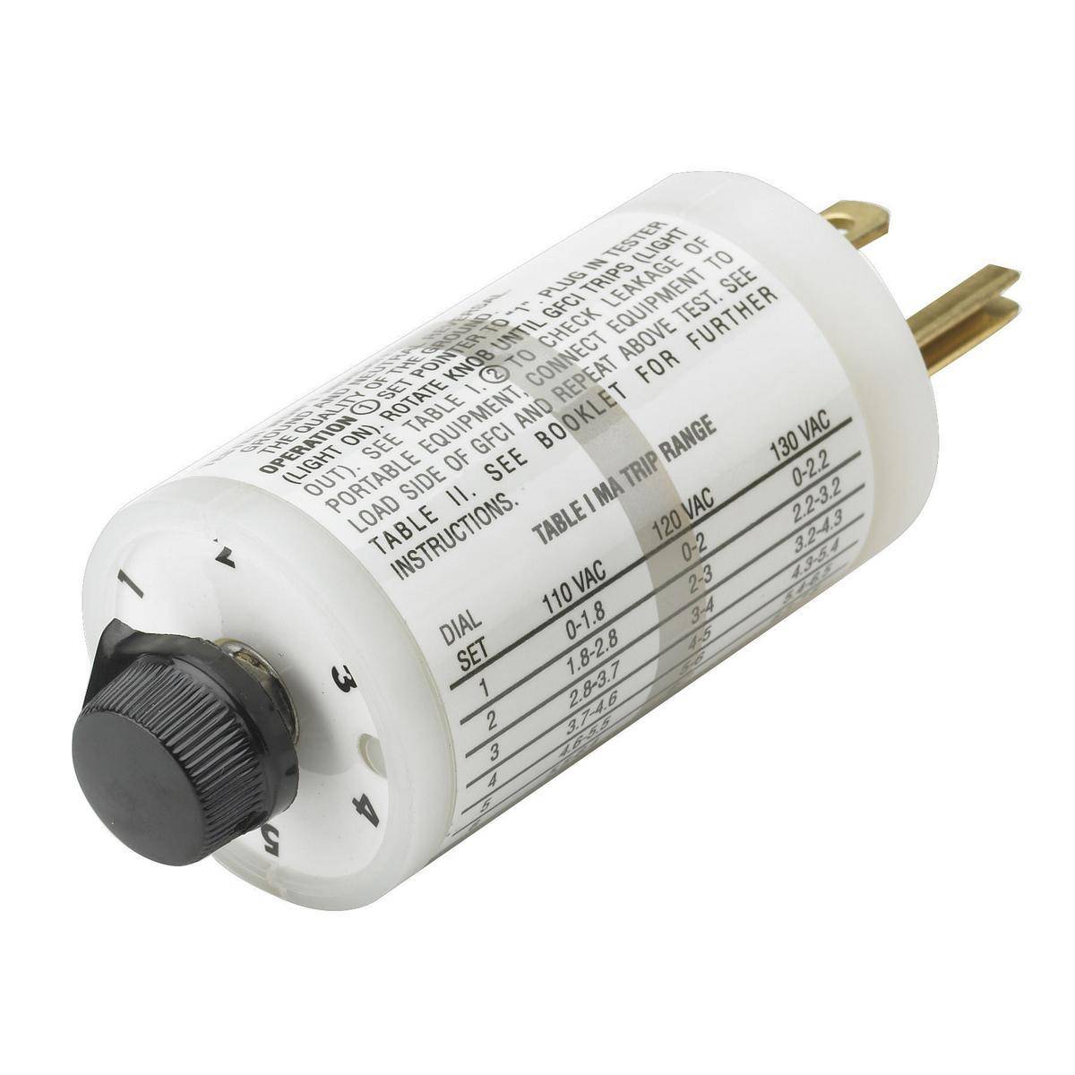 Wiring Device-Kellems Circuit Guard® GFT2G 1-Phase 2-Pole 3-Wire Grounding Heavy Duty Standard Corrosion Resistant Ground Fault Tester, 120 VAC, 15 A Load, NEMA 5-15P Enclosure