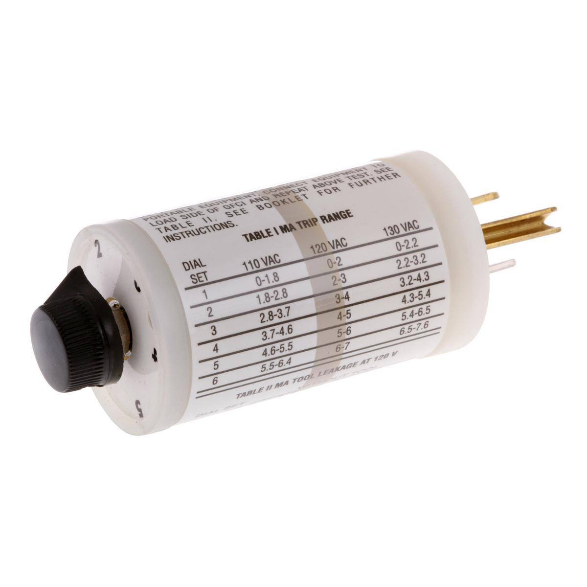 Wiring Device-Kellems Circuit Guard® GFT2G 1-Phase 2-Pole 3-Wire Grounding Heavy Duty Standard Corrosion Resistant Ground Fault Tester, 120 VAC, 15 A Load, NEMA 5-15P Enclosure