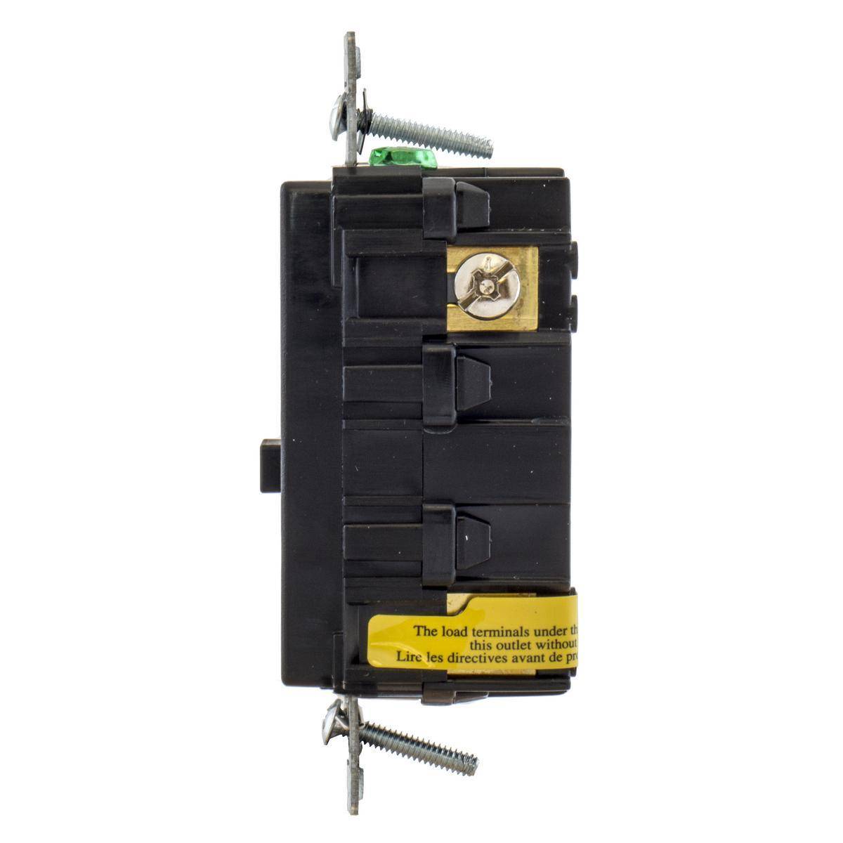 Wiring Device-Kellems GFTRST15BKBULK Decorator Duplex Heavy Duty Standard Straight Blade Self-Test Tamper Resistant GFCI Receptacle, 125 VAC, 15 A, 2 Poles, 3 Wires, Black