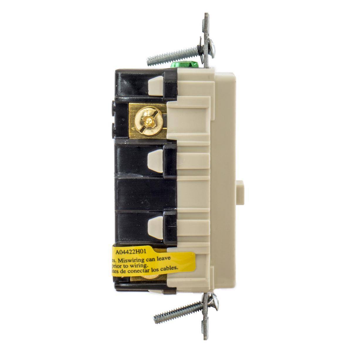 Bryant Electric AUTOGUARD® GFTRST15LABULK Auto Grounding Heavy Duty Self-Test Standard Tamper Resistant GFCI Receptacle With Alarm, 125 VAC, 15 A, 2 Poles, 3 Wires, Light Almond