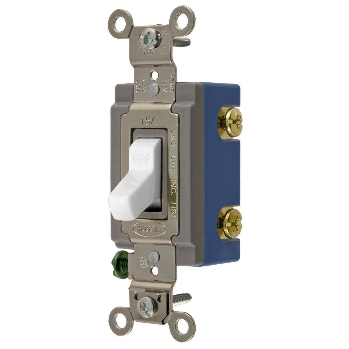 EATON Arrow Hart® 1201W 1200 Construction Grade Toggle Switch, 120/277 V, 15 A, 1/2 hp Power Rating