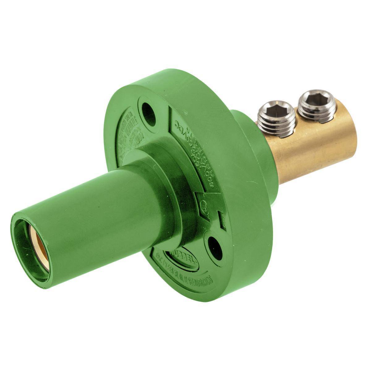 Wiring Device-Kellems HBL15FRGN 15 Series 1-Pole Extra Heavy Duty Female Standard Single Pole Receptacle With 4 AWG SC/PPC Cord, 600 VAC/250 VDC, 150 A, 4 AWG Wire, Double Set Screw Connection
