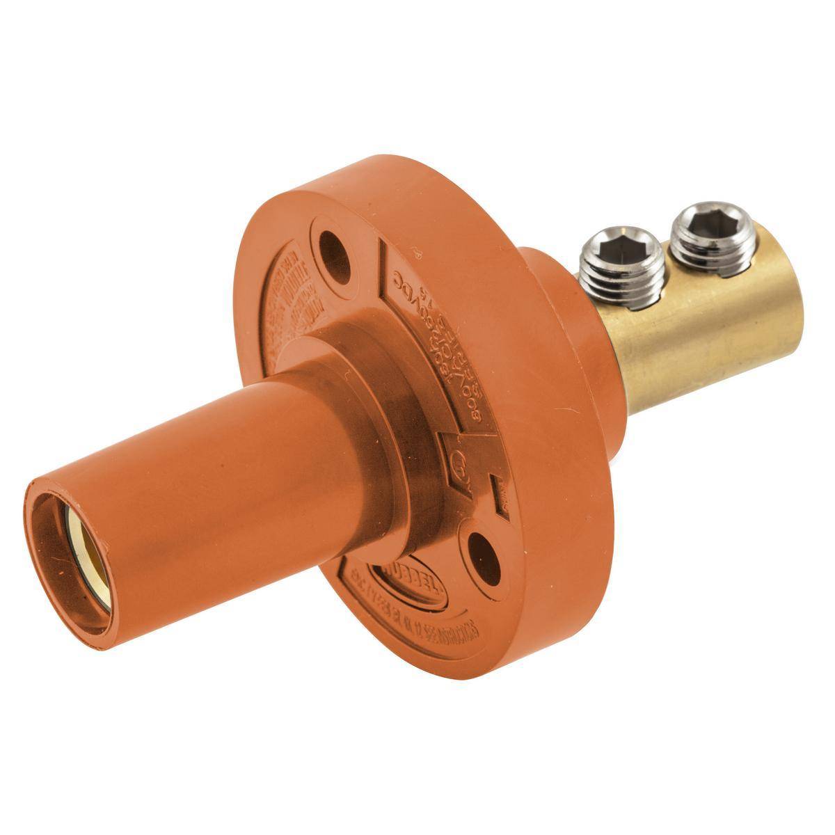 Wiring Device-Kellems HBL15FRO 15 Series Extra Heavy Duty Female Single Pole Receptacle, 600 VAC/250 VDC, 150 A, 8 to 2 AWG Wire, Double Set Screw Connection