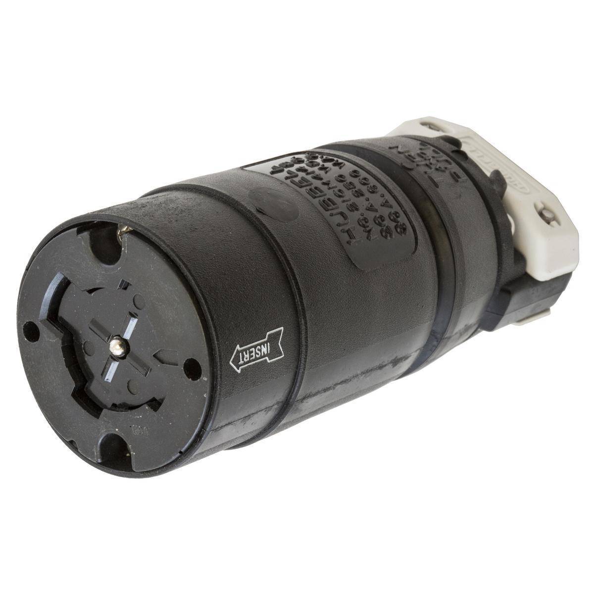 Wiring Device-Kellems Hubbellock® HBL21CM414B Grounding Non-Shrouded Cord Mount Corrosion Resistant Locking Connector, 600 VAC/250 VDC, 20/30 A, 3 Poles, 3 Wires, Yellow