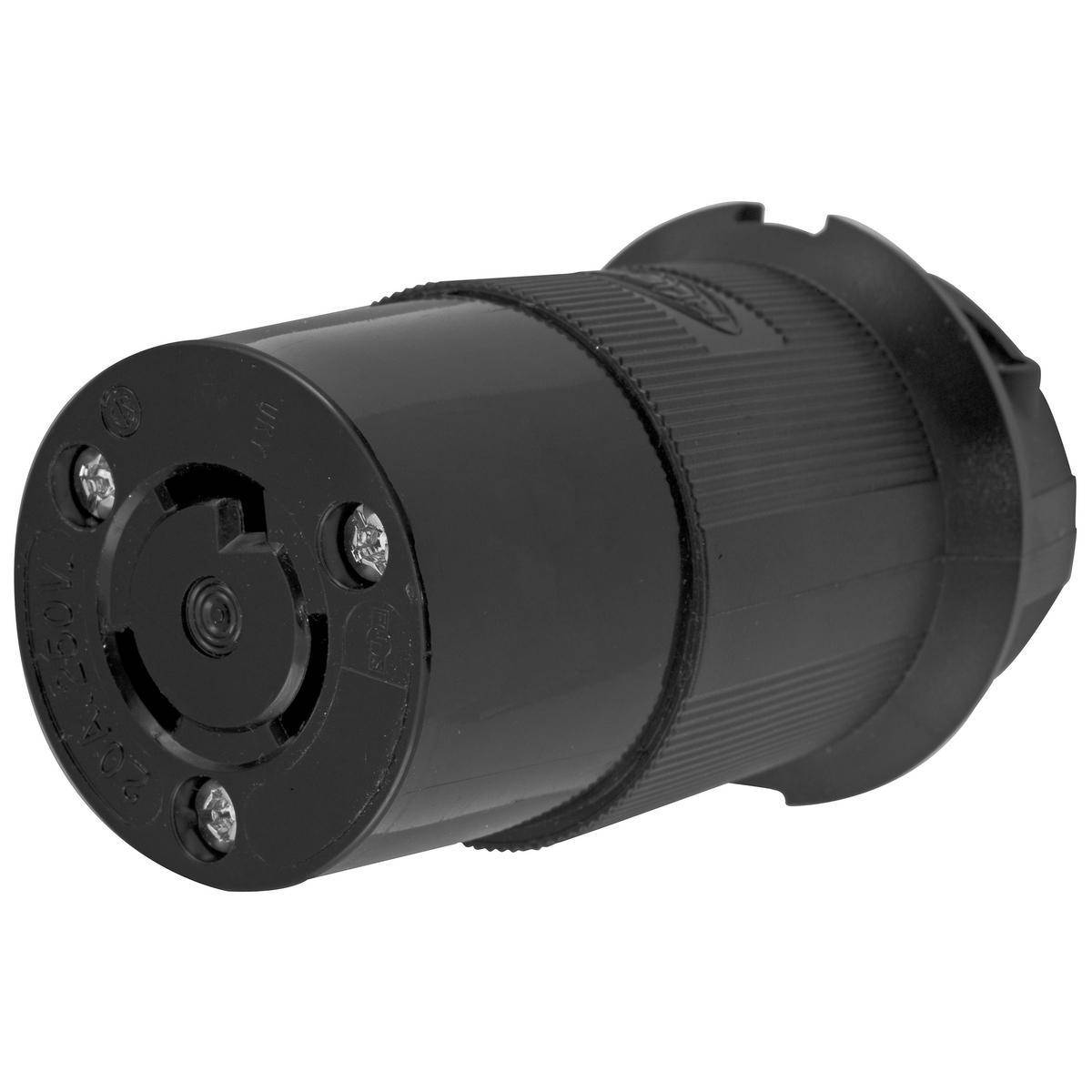 Wiring Device-Kellems Twist-Lock® Insulgrip® HBL2323BK Heavy Duty Female Grounding Insulated Standard Cord Mount Locking Connector, 250 VAC, 20 A, 2 Poles, 3 Wires, Black