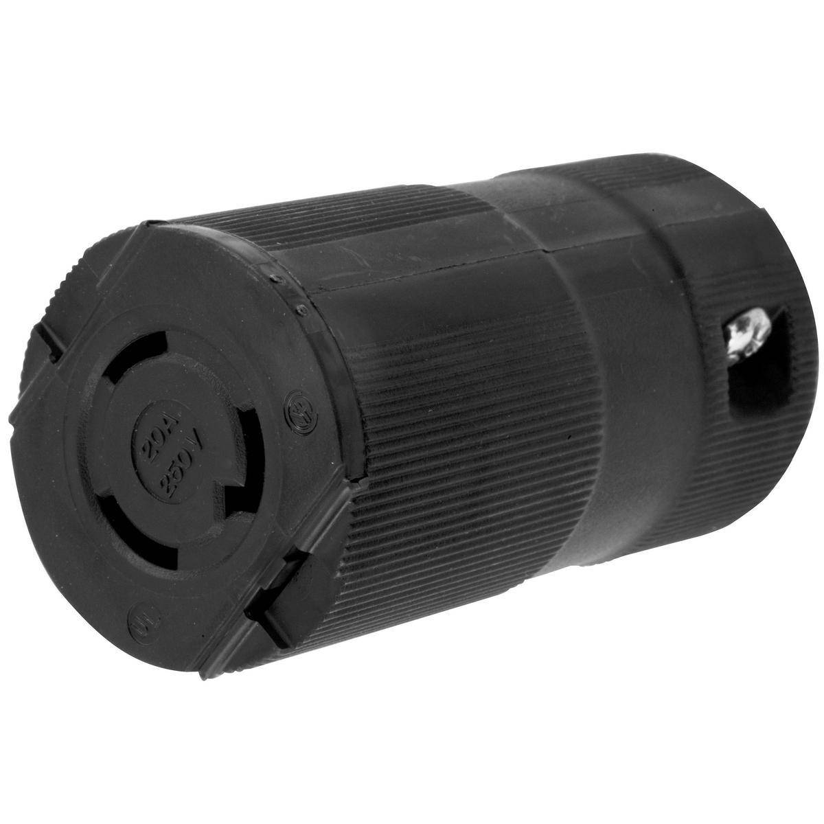 Wiring Device-Kellems Twist-Lock® Valise® HBL2323VBK Female Grounding Standard Cord Mount Connector, 250 VAC, 20 A, 2 Poles, 3 Wires, Black