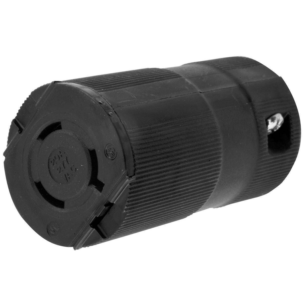 Wiring Device-Kellems Twist-Lock® Valise® HBL2333VBK Grounding Locking Connector, 277 VAC, 20 A, 2 Poles, 3 Wires, Black