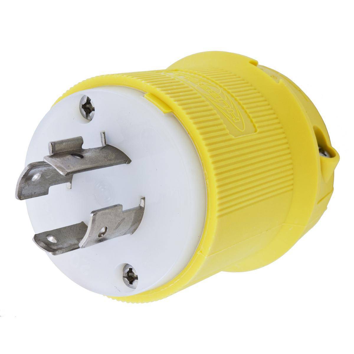 Wiring Device-Kellems HBL24CM11 1-Phase Corrosion Resistant Grounding Male Standard Cord Mount Locking Plug, 125/250 VAC, 20 A, 3 Poles, 4 Wires, Yellow