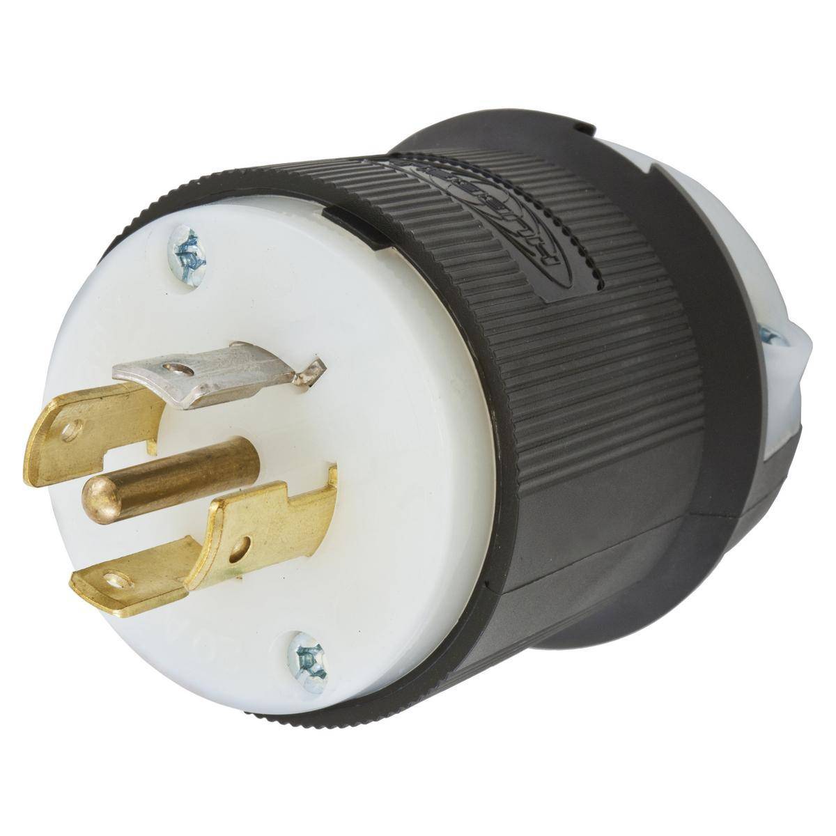 Wiring Device-Kellems Twist-Lock® Insulgrip® HBL2511FC 3-Phase Grounding Locking Male Plug, 120/208 VAC, 20 A, 4 Poles, 5 Wires, Black/White