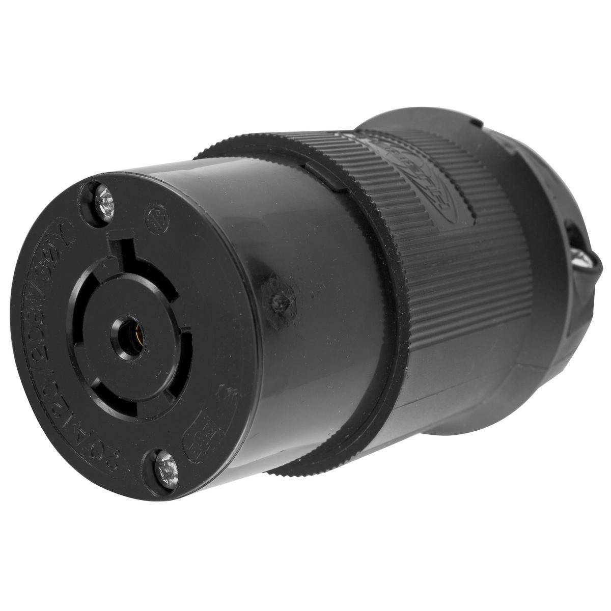 Wiring Device-Kellems Twist-Lock® Insulgrip® HBL2513BK Heavy Duty Female Grounding Insulated Standard Cord Mount Locking Connector, 120/208 VAC, 20 A, 4 Poles, 5 Wires, Black