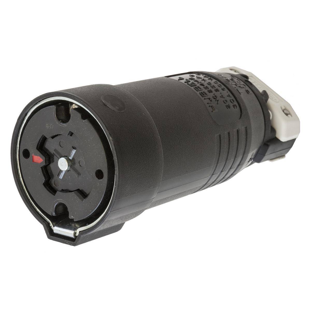 Wiring Device-Kellems HBL25414B HBL® Heavy Duty Non-Grounding Cord Mount Locking Connector, 600 VAC/250 VDC, 20/30 A, 4 Poles, 5 Wires, Black/White