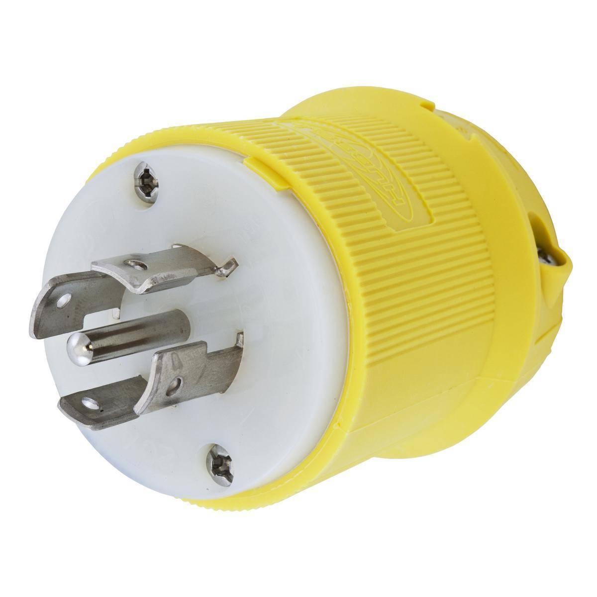 Wiring Device-Kellems Insulgrip® Twist-Lock® HBL25CM11 Grounding Non-Shrouded Locking Plug, 120/208 VAC, 20 A, 4 Poles, 5 Wires, Yellow