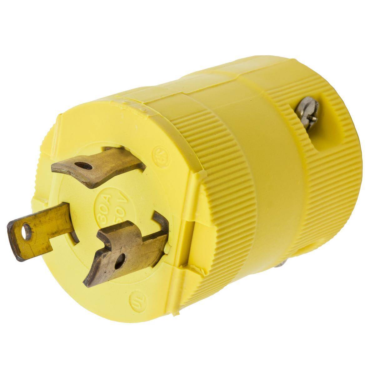 Wiring Device-Kellems Twist-Lock® Valise® HBL2621VY 1-Phase Grounding Male Standard Cord Mount Locking Plug, 250 VAC, 30 A, 2 Poles, 3 Wires, Yellow