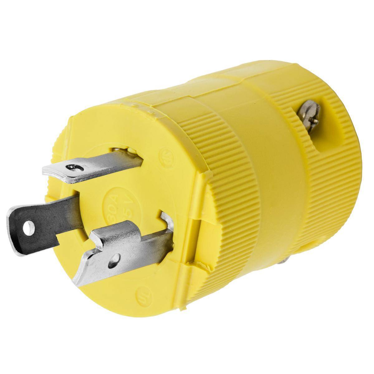 Wiring Device-Kellems Twist-Lock® Valise® HBL26CM11V 1-Phase Corrosion Resistant Grounding Male Standard Cord Mount Locking Plug, 125 VAC, 30 A, 2 Poles, 3 Wires, Yellow