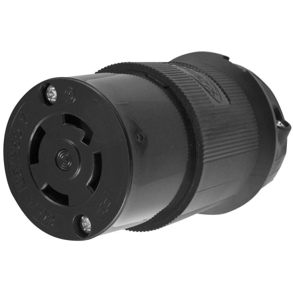 Hubbell® Twist-Lock® Insulgrip® HBL2713BK Grounding Connector, 125/250 VAC, 30 A, 3 Poles, 4 Wires, Black