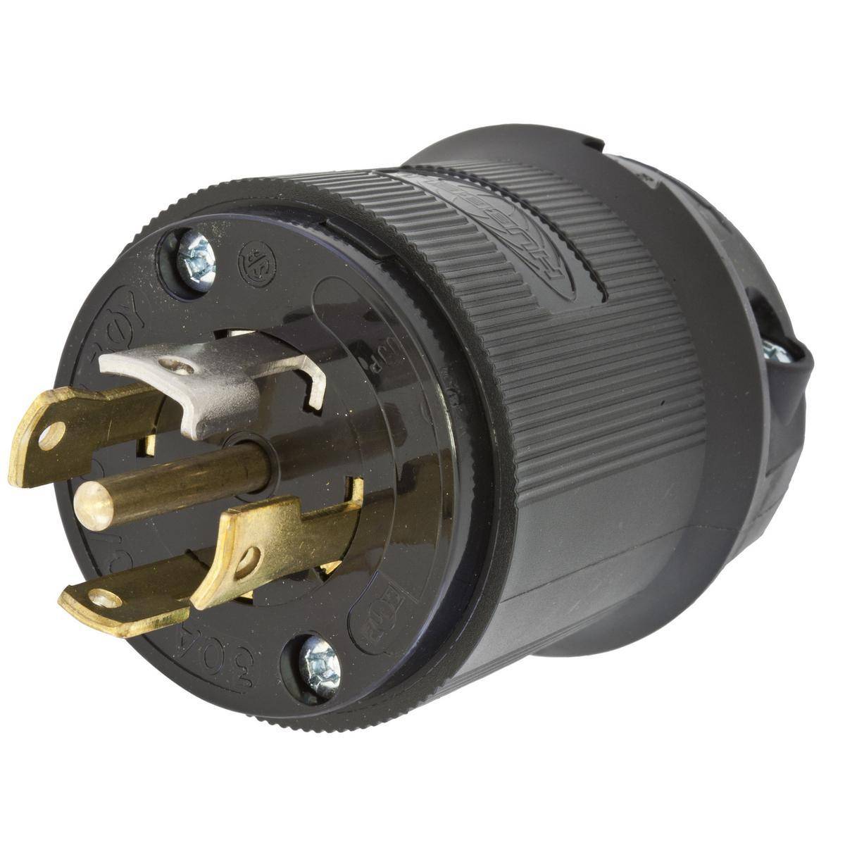 Wiring Device-Kellems HBL2811BK 3-Phase Grounding Male Standard Cord Mount Locking Plug, 120/208 VAC, 30 A, 4 Poles, 5 Wires, Black