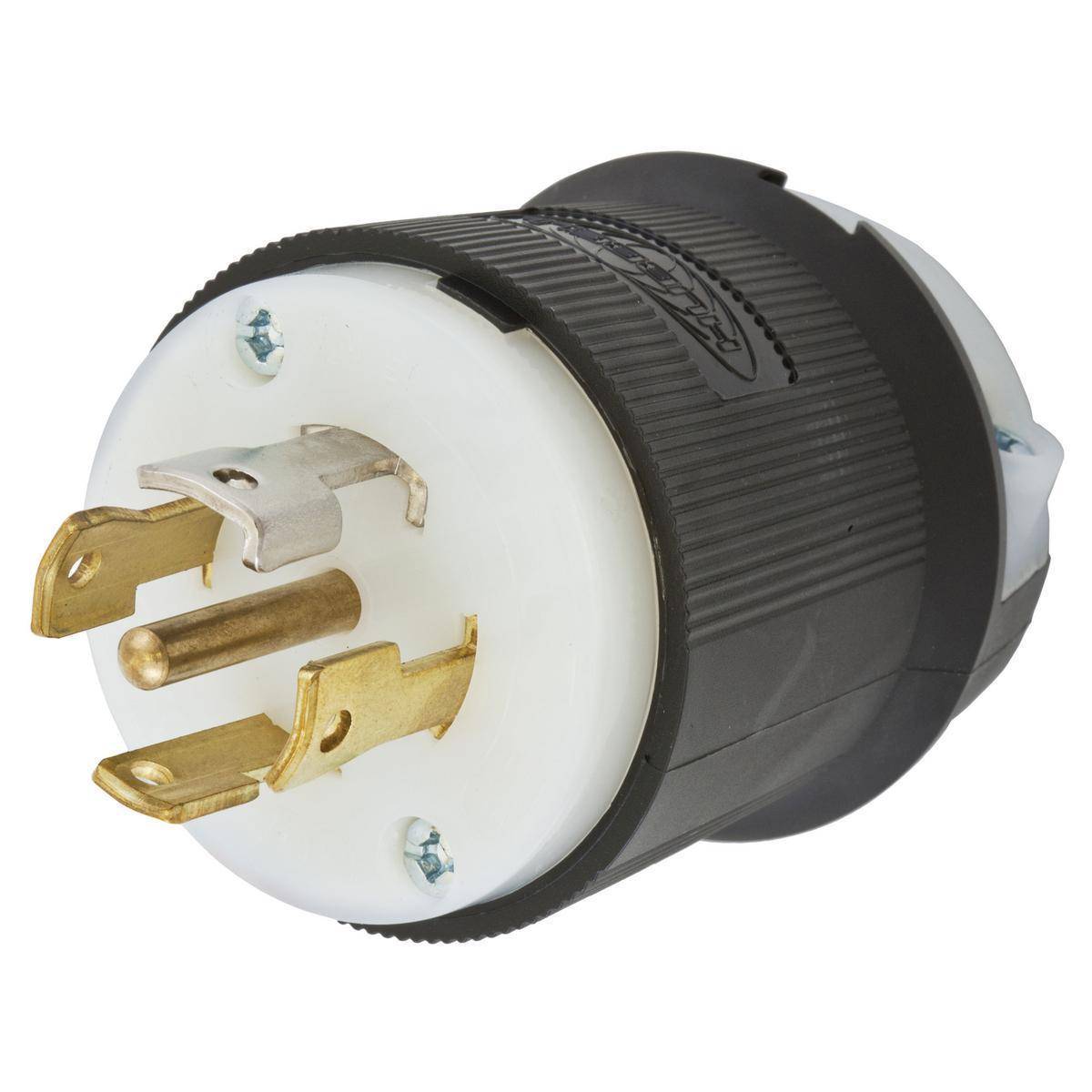 Wiring Device-Kellems HBL2811FC 3-Phase Grounding Male Locking Plug, 120/208 VAC, 30 A, 4 Poles, 5 Wires, Black/White