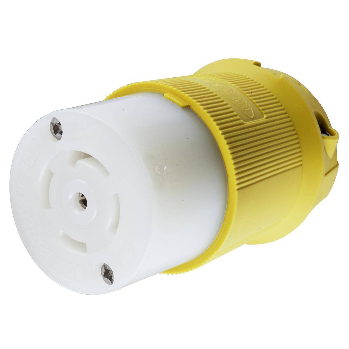 Wiring Device-Kellems HBL28CM13 3-Phase Corrosion Resistant Heavy Duty Isolated Grounding Standard Sized Cord Mount Female Connector, 120Y/208 VAC, 30 A, 4 Poles, 5 Wires, Yellow