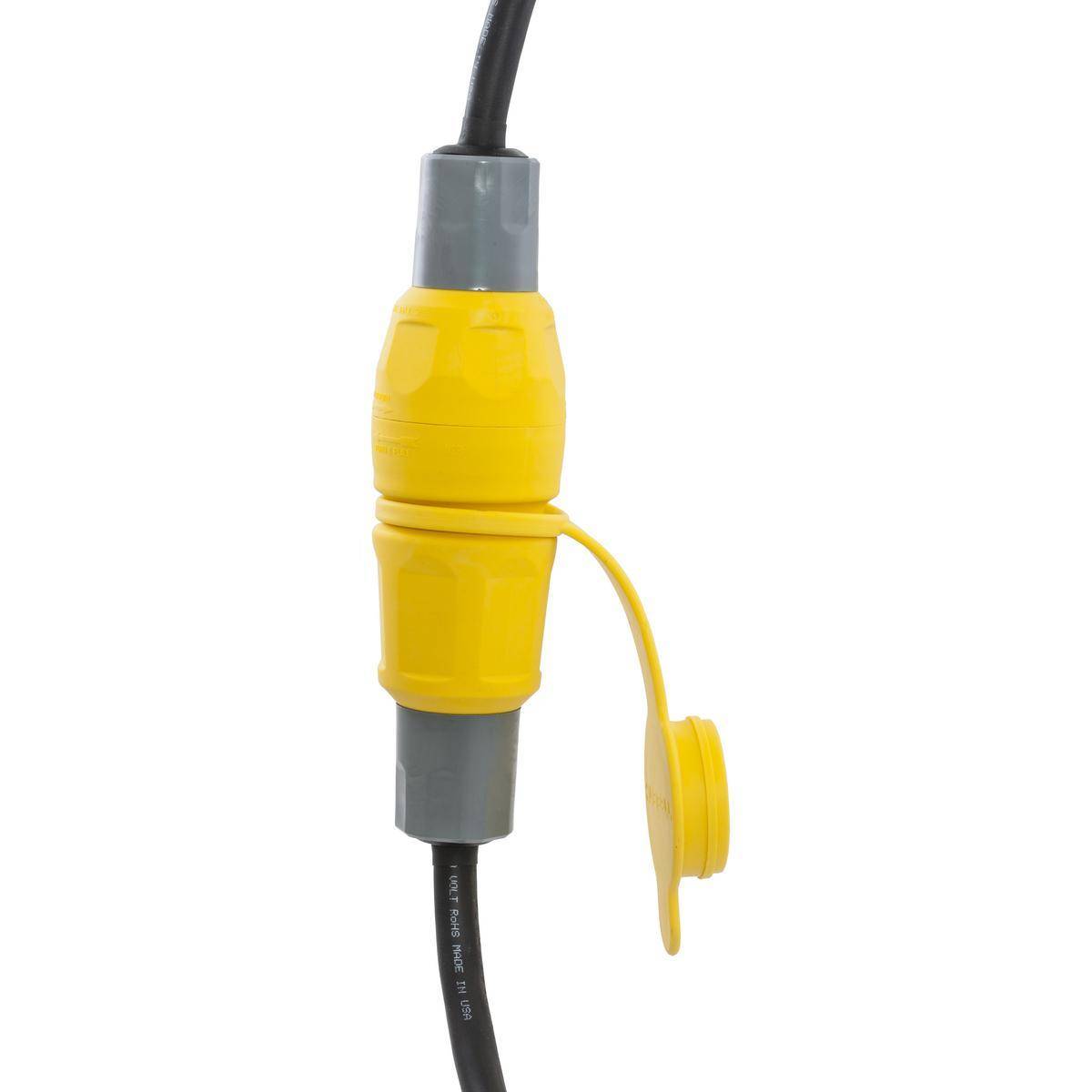 Wiring Device-Kellems Twist-Lock® Elastogrip® HBL29W75 3-Phase Isolated Grounding Standard Sized Water/Dust-Tight Cord Mount Watertight Female Connector, 250 Delta VAC, 30 A, 3 Poles, 4 Wires, Yellow