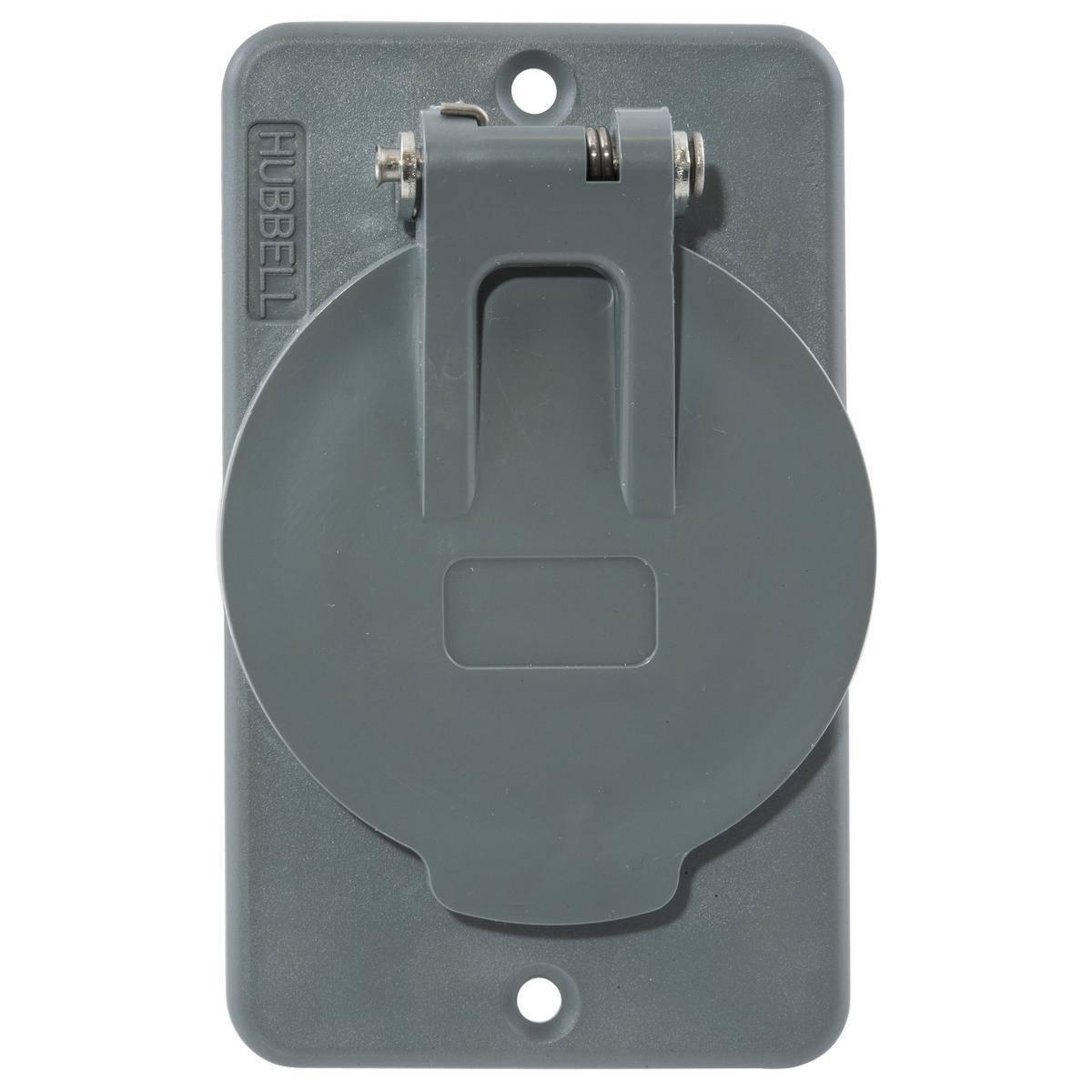 Wiring Device-Kellems HBL3057 Type 3R Non-Metallic Standard Molded Outlet Box Lift Cover With Flip Lid, 3.77 in L x 2.28 in W x 0.79 in D, PBT