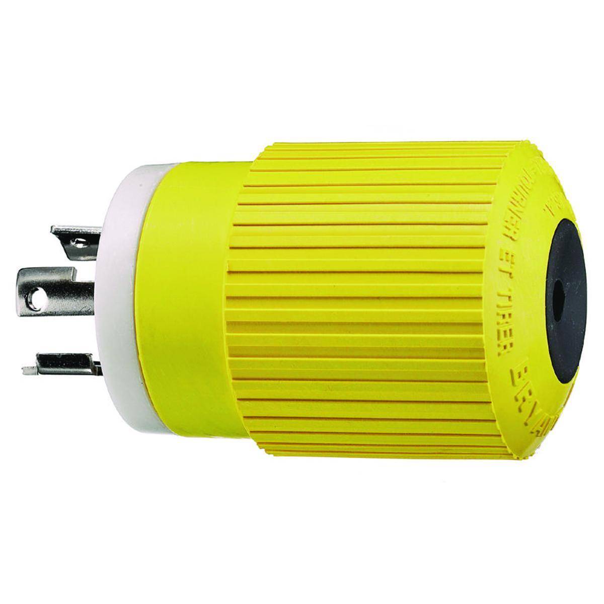 Wiring Device-Kellems Twist-Lock® HBL305CRP Grounding Male Locking Plug, 125 VAC, 30 A, 2 Poles, 3 Wires, Yellow