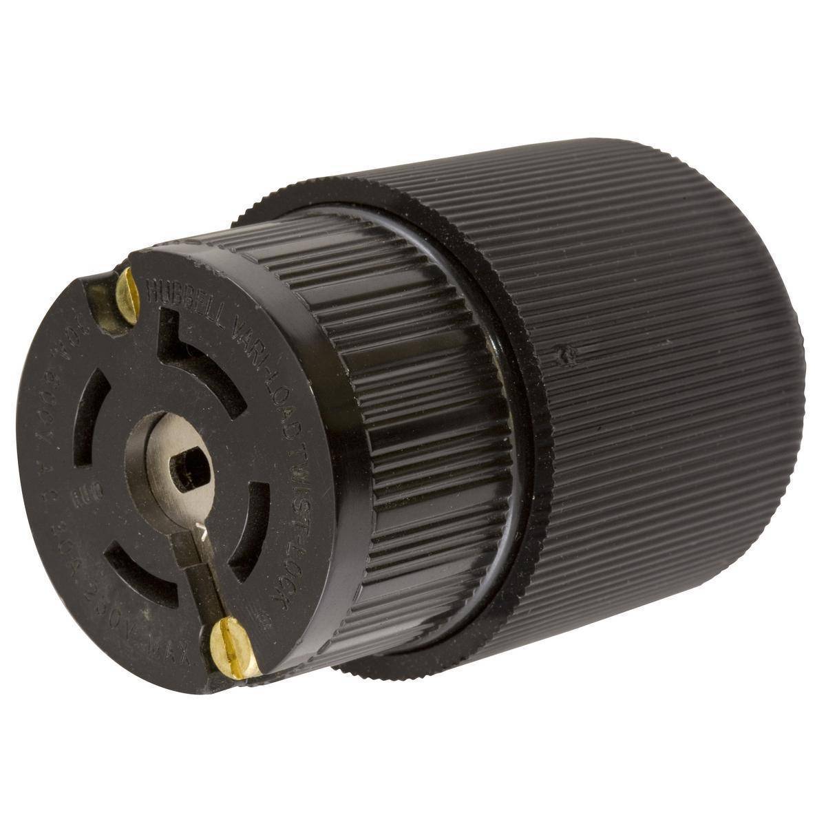 Hubbell® Twist-Lock® Variload® HBL45135 Grounding Connector, 600 VAC/250 VDC, 30 A, 4 Poles, 5 Wires, Black