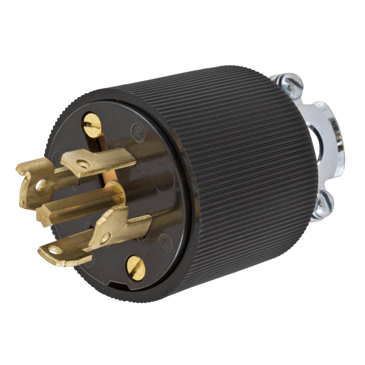 Wiring Device-Kellems Twist-Lock® Variload® HBL45315 Multi-Phase Grounding Heavy Duty Male Standard Cord Mount Locking Plug, 600 VAC/250 VDC, 30 A, 4 Poles, 5 Wires, Black