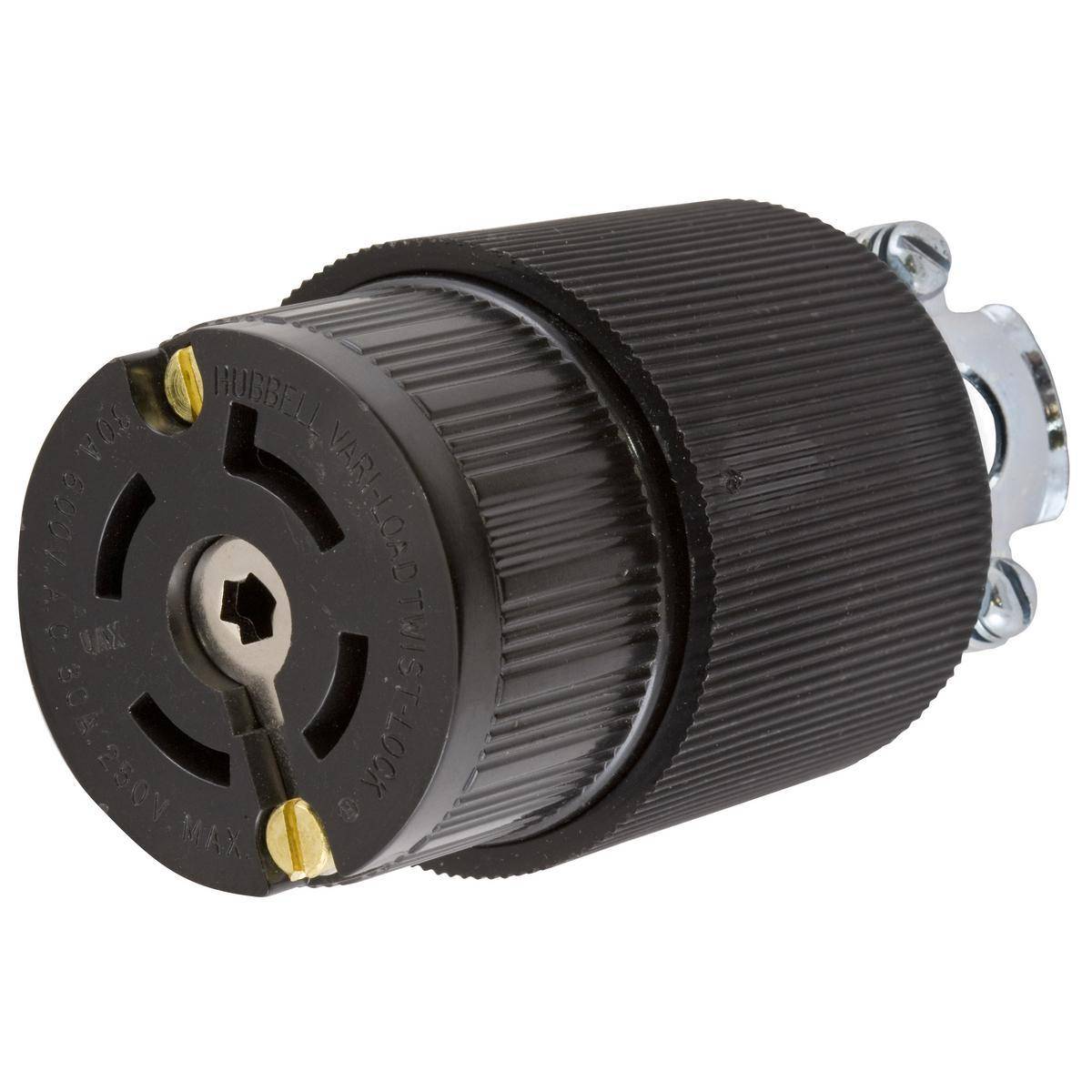 Hubbell® Twist-Lock® Variload® HBL45335 Grounding Connector, 600 VAC/250 VDC, 30 A, 4 Poles, 5 Wires, Black