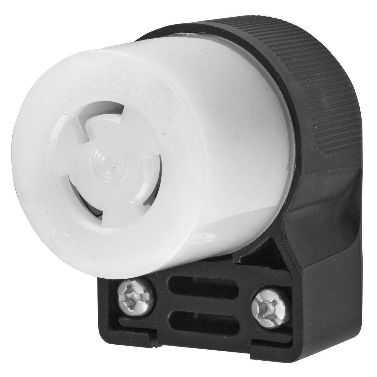 Hubbell® Twist-Lock® Insulgrip® HBL4729CA Grounding Connector, 125 VAC, 15 A, 2 Poles, 3 Wires, Black/White
