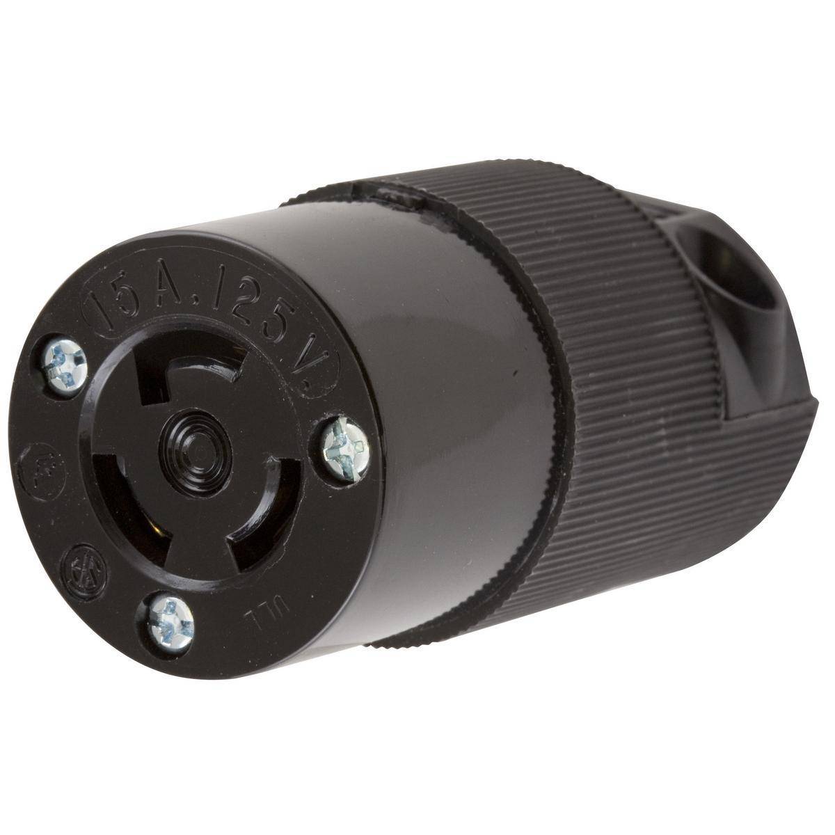Wiring Device-Kellems HBL4729CBK Heavy Duty Female Non-Grounding Insulated Standard Cord Mount Locking Connector, 125 VAC, 15 A, 2 Poles, 2 Wires, Black