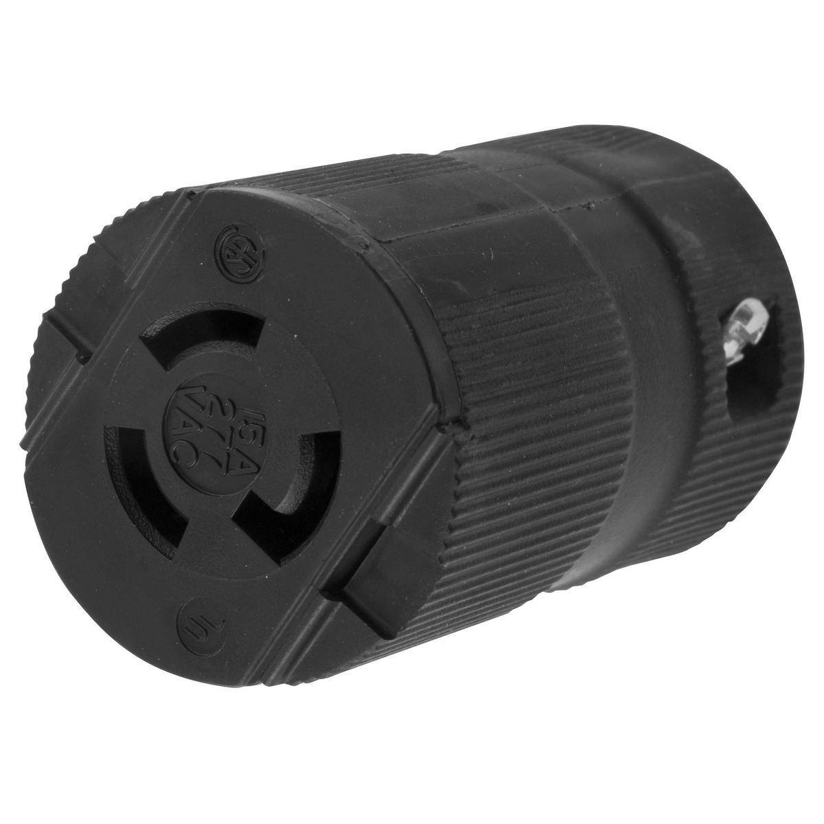 Wiring Device-Kellems Twist-Lock® Valise® HBL4779VBK Grounding Locking Connector, 277 VAC, 15 A, 2 Poles, 3 Wires, Black
