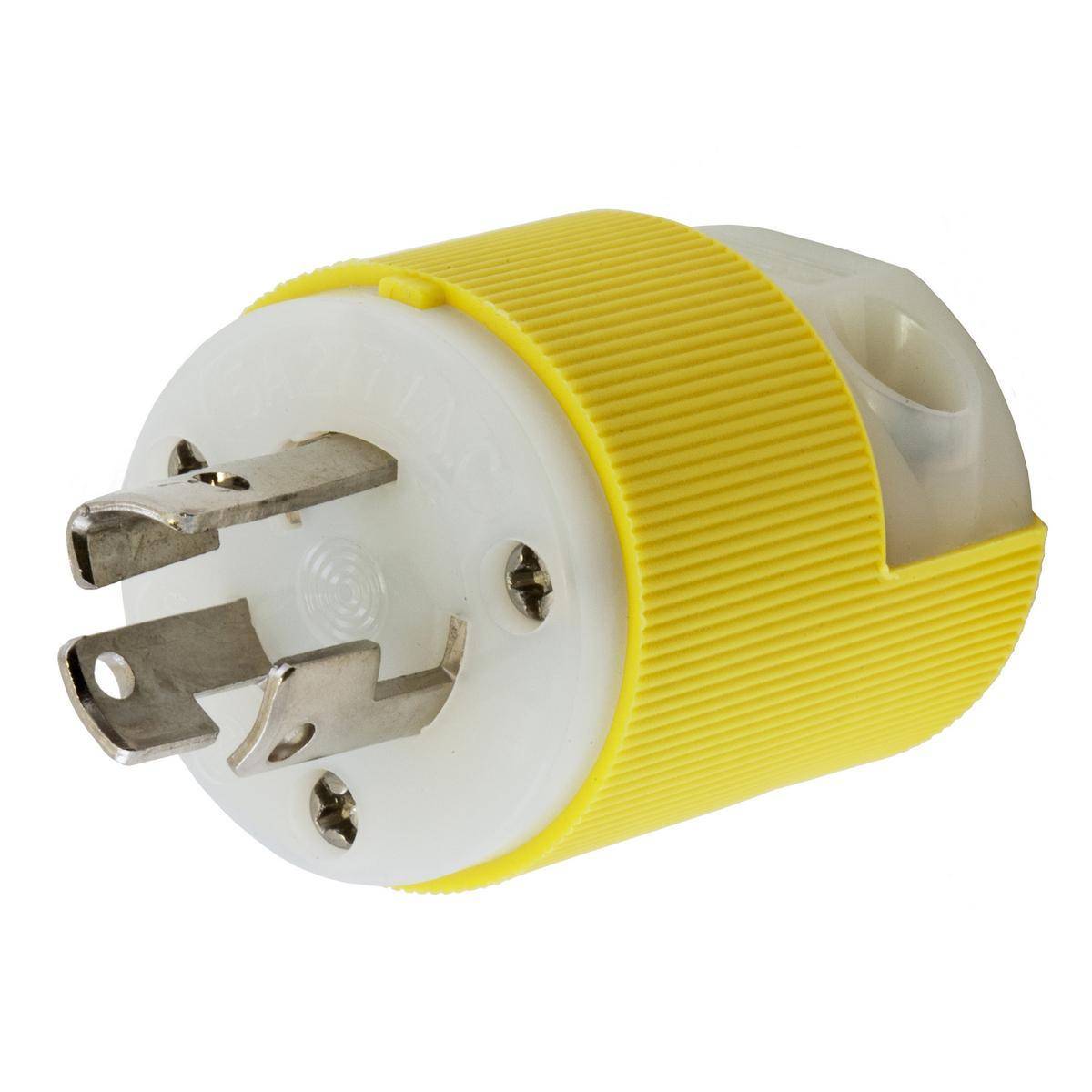 Wiring Device-Kellems HBL47CM70C 1-Phase Corrosion Resistant Grounding Male Standard Cord Mount Locking Plug, 125 VAC, 15 A, 2 Poles, 3 Wires, Yellow