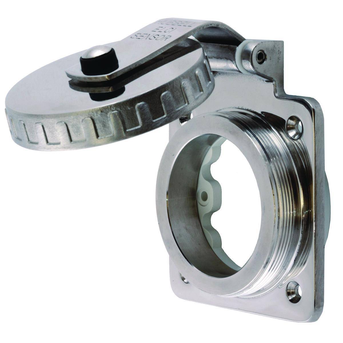 Wiring Device-Kellems HBL504SSELCI 1-Phase Grounding Non-NEMA Standard Weather-Resistant Screw Mount Hull Inlet With Plate and Hardware, 125/250 VAC, 50 A, 3 Poles, 4 Wires, Metallic