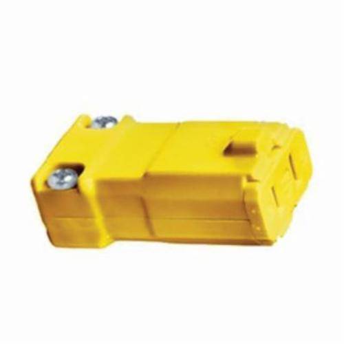 Wiring Device-Kellems Valise® HBL5869VY Female Insulated Non-Grounding Cord Mount Straight Blade Connector, 125 VAC, 15 A, 2 Poles, 2 Wires, Yellow