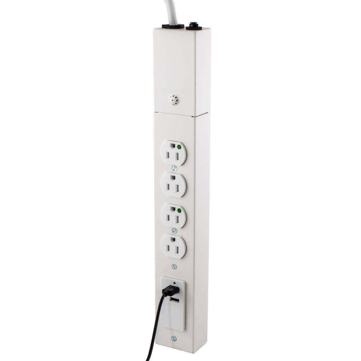 Wiring Device-Kellems SpikeShield® HBL6HGUSB6 Grounding Standard Surge Strip, 125 V, 15 A, 1875 W, 1 Phase, 2 Poles, 3 Wires, White