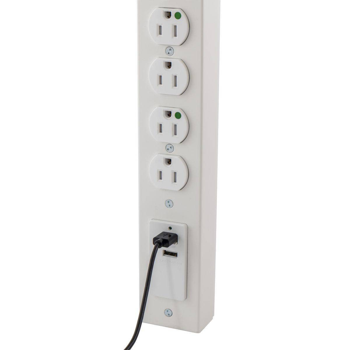 Wiring Device-Kellems SpikeShield® HBL6HGUSB6 Grounding Standard Surge Strip, 125 V, 15 A, 1875 W, 1 Phase, 2 Poles, 3 Wires, White