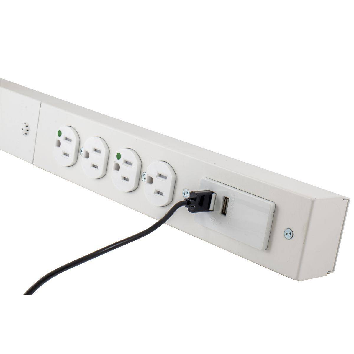 Wiring Device-Kellems SpikeShield® HBL6HGUSB6 Grounding Standard Surge Strip, 125 V, 15 A, 1875 W, 1 Phase, 2 Poles, 3 Wires, White
