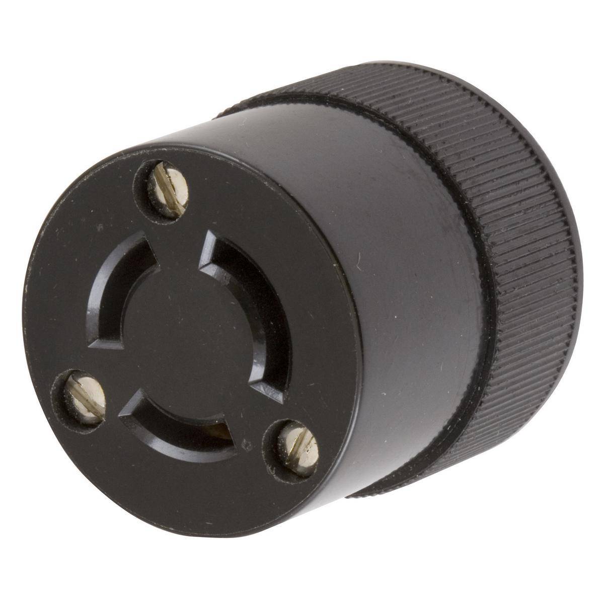 Wiring Device-Kellems Twist-Lock® Insulgrip® HBL7555 Female Non-Grounding Standard Cord Mount Locking Connector, 125/250 VAC, 10 A, 3 Poles, 3 Wires, Black