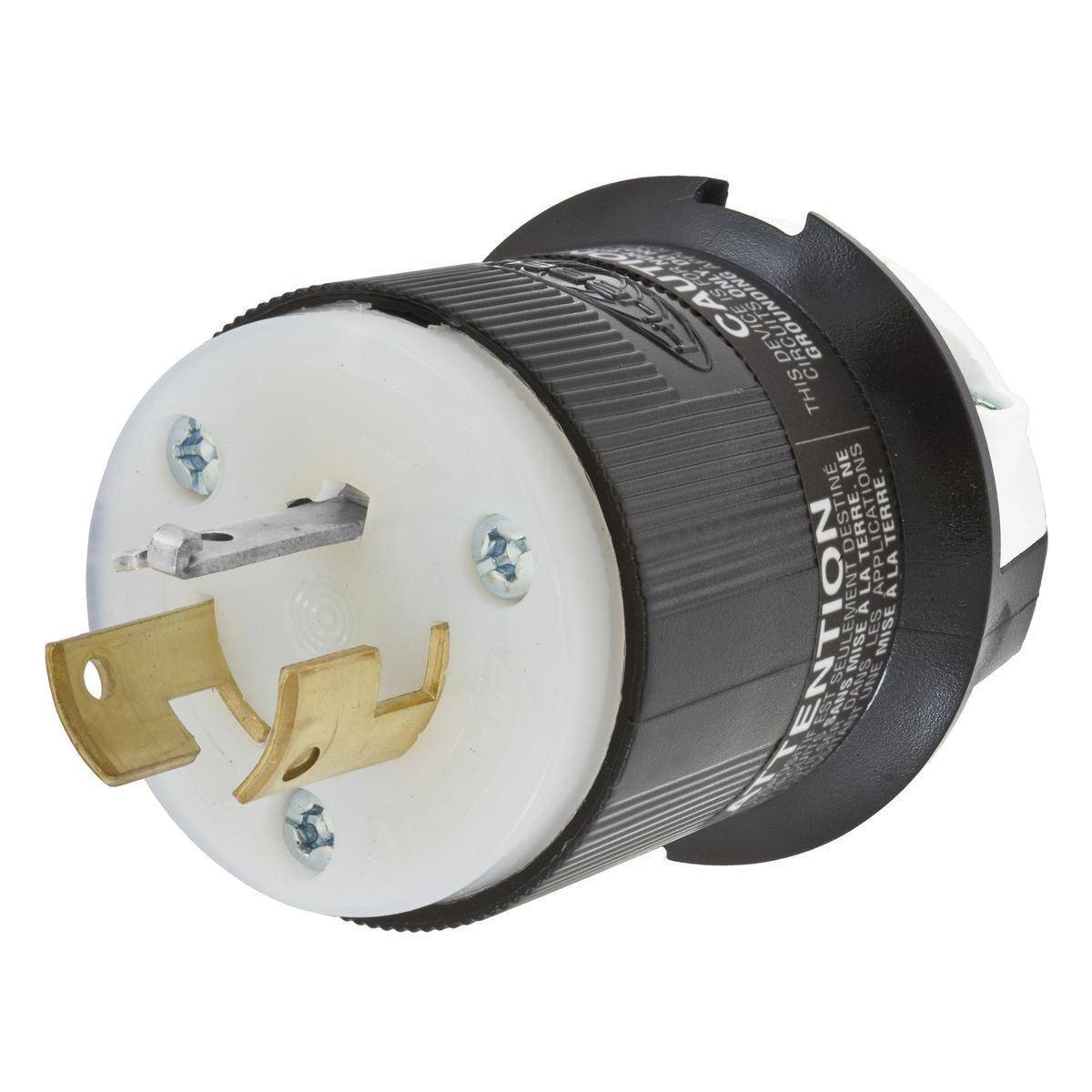 Wiring Device-Kellems HBL99CM65C 1-Phase Grounding Male Locking Plug, 125/250 VAC, 20 A, 3 Poles, 3 Wires, Yellow
