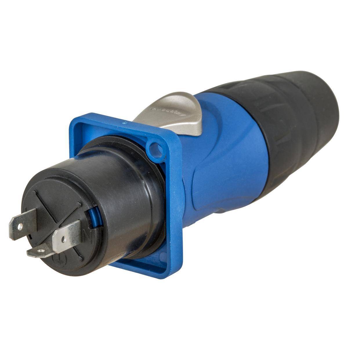 Wiring Device-Kellems Insul-Lock™ Insulgrip® HBLCPIBL Standard Sized Unshielded Power-In Connector, 250 VAC, 25 A, 1 Poles, Blue