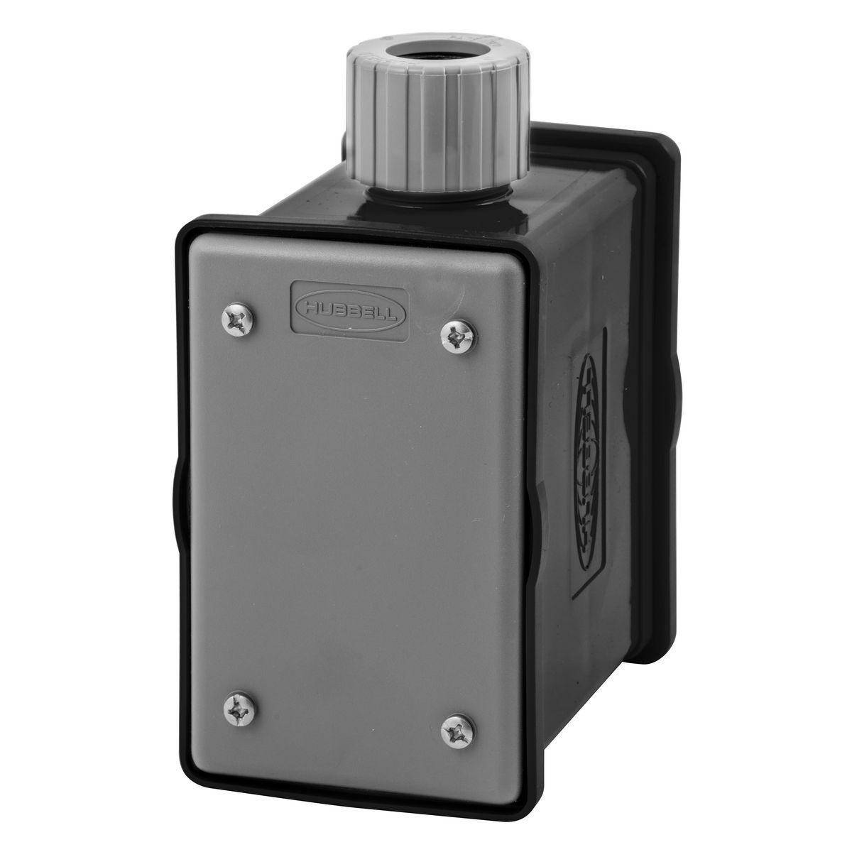 Wiring Device-Kellems HBLPOB1BK Non-Metallic Weatherproof Molded Portable Outlet Box With (1) Indoor Blank Plate and Strain Relief, 1 Gangs, 1 Outlets, 1 Knockouts, 5.38 in L x 4.2 in W x 3.18 in H